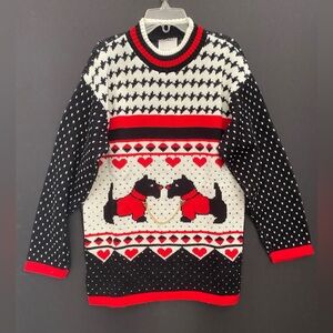 New Moves Acrylic Yarn Sweater Scottie Dog Girl’s Winter Vintage